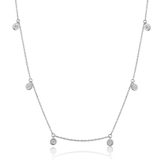 Certified 14K Gold 0.3ct Natural Diamond Hanging Bezel Set Station Necklace