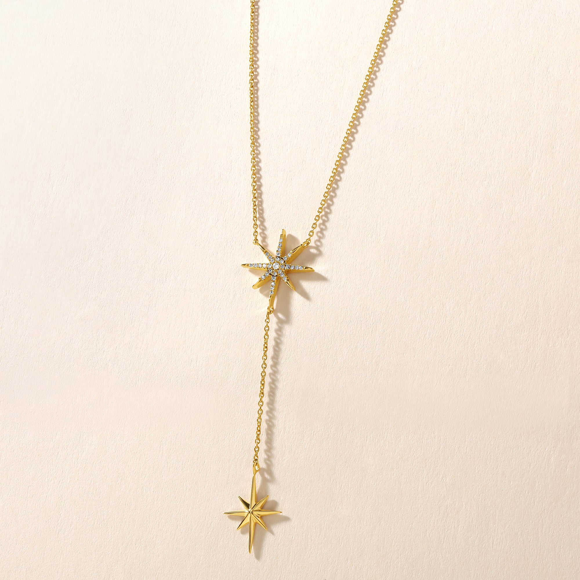 Certified 14K Gold 0.1ct Natural Diamond  Shooting Star North Lariat Necklace