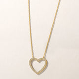 Certified 14K Gold 0.22ct Natural Diamond Open Heart Love Charm Pendant Necklace