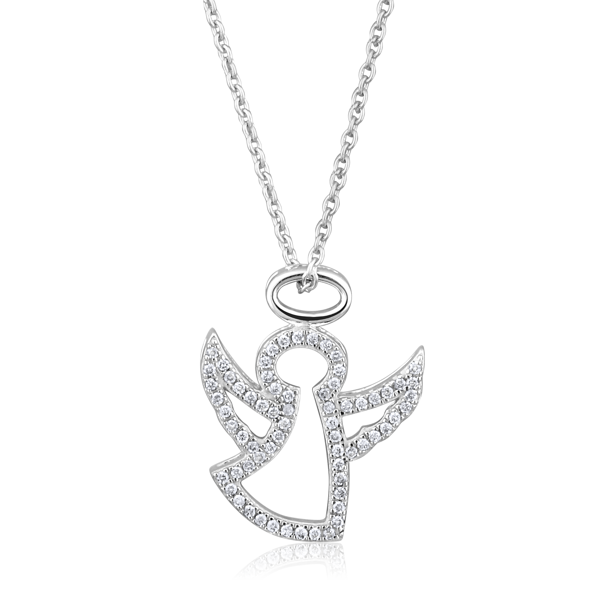 Certified 14K Gold 0.12ct Natural Diamond Angel Wing Charm Pendant Necklace