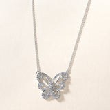 Certified 14K Gold 0.6ct Natural Diamond Butterfly Charm Pendant Necklace