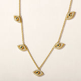 Certified 14K Gold 0.2ct Natural Diamond Evil Eye Turkey Design Charm Necklace