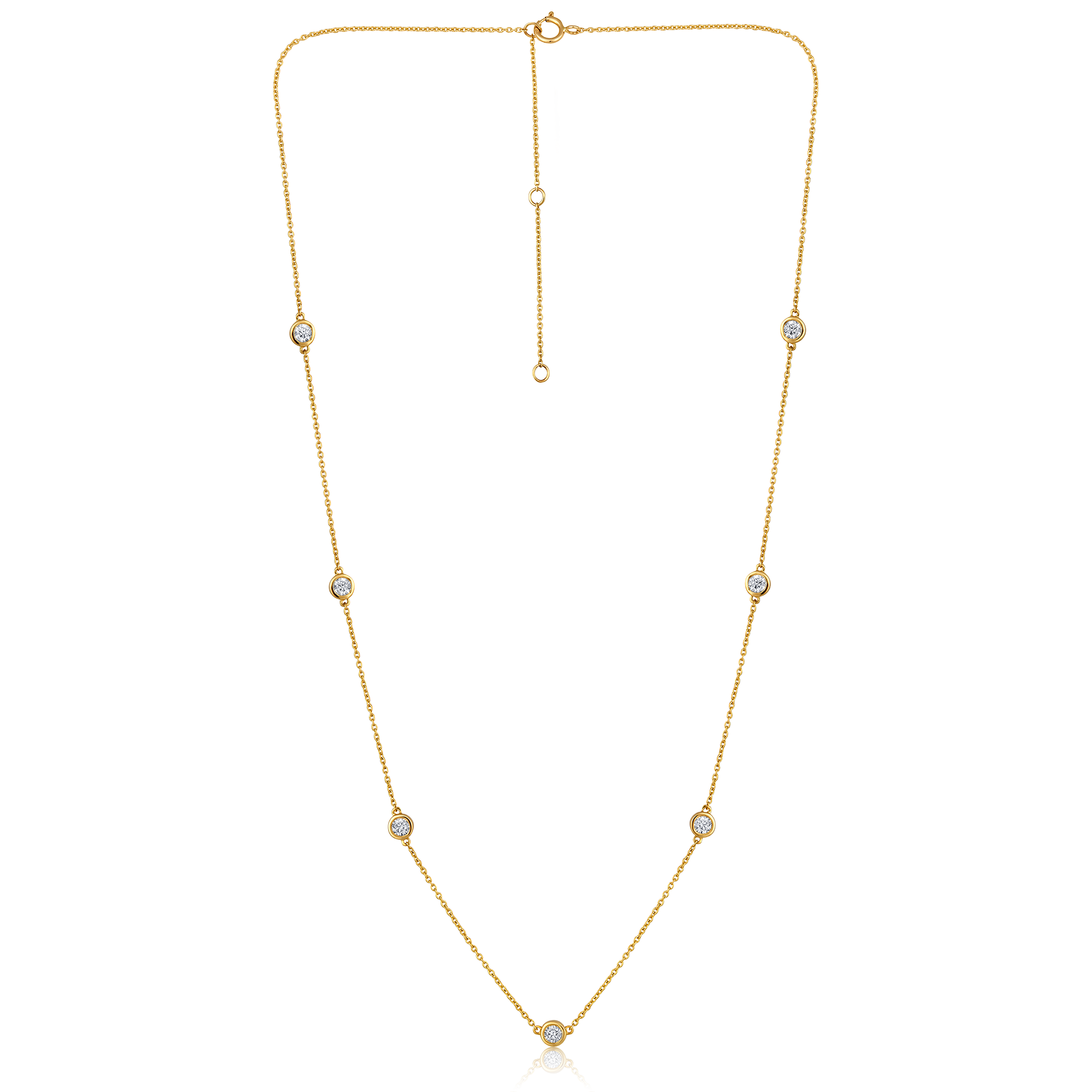 Certified 14K Gold 0.6ct Natural Diamond Station Chain Designer Necklace