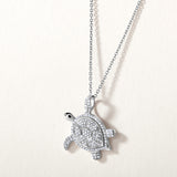 Certified 14K Gold 0.3ct Natural Diamond Sea Turtle Tortoise Pendant Necklace