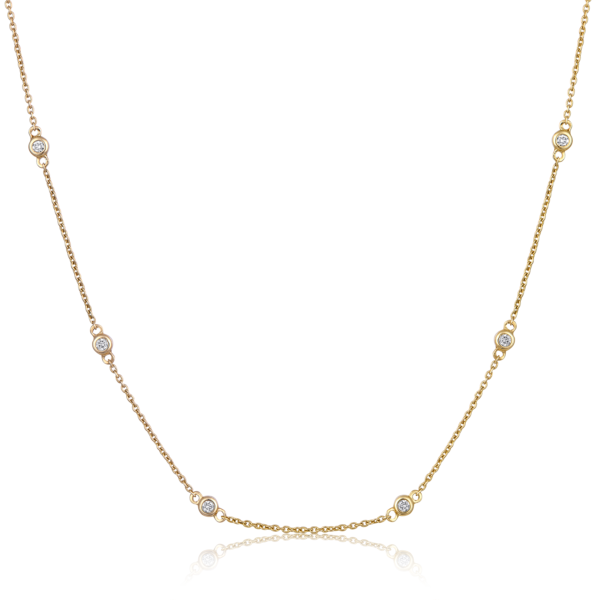 Certified 14K Gold 0.22ct Natural Diamond Orbit Base Choker By Yard Necklace