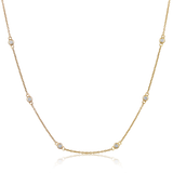 Certified 14K Gold 0.22ct Natural Diamond Orbit Base Choker By Yard Necklace