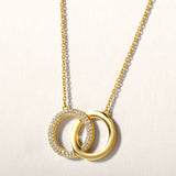 Certified 14K Gold 0.13ct Natural Diamond Circle Delicate Interlinked  Necklace