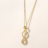 Certified 14K Gold 0.1ct Natural Diamond Infinity Vertical Pendant Necklace