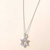 Certified 14K Gold 0.51ct Natural Diamond Star Of David Religion Charm Necklace