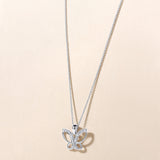 Certified 14K Gold 0.11ct Natural Diamond Delicate Butterfly Charm Necklace