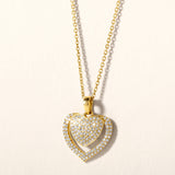 Certified 14K Gold 0.21ct Natural Diamond 2 Heart Linked Love Pendant Necklace