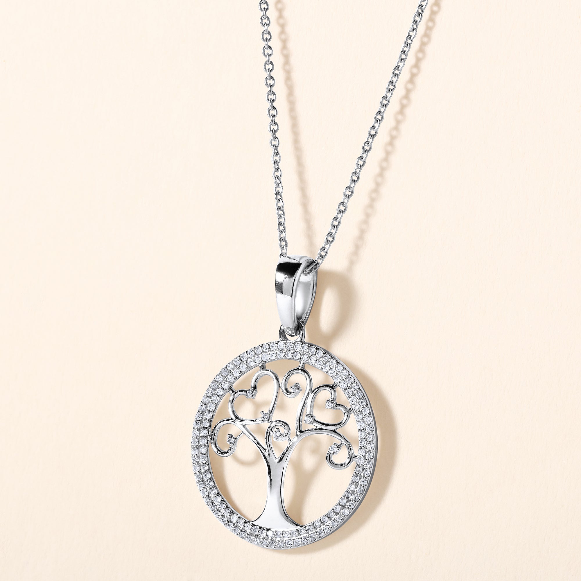 Certified 14K Gold 0.24ct Natural Diamond Tree Of Life Delicate Pendant Necklace