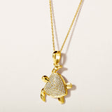 Certified 14K Gold 0.3ct Natural Diamond Turtle Heart Studded Pendant Necklace