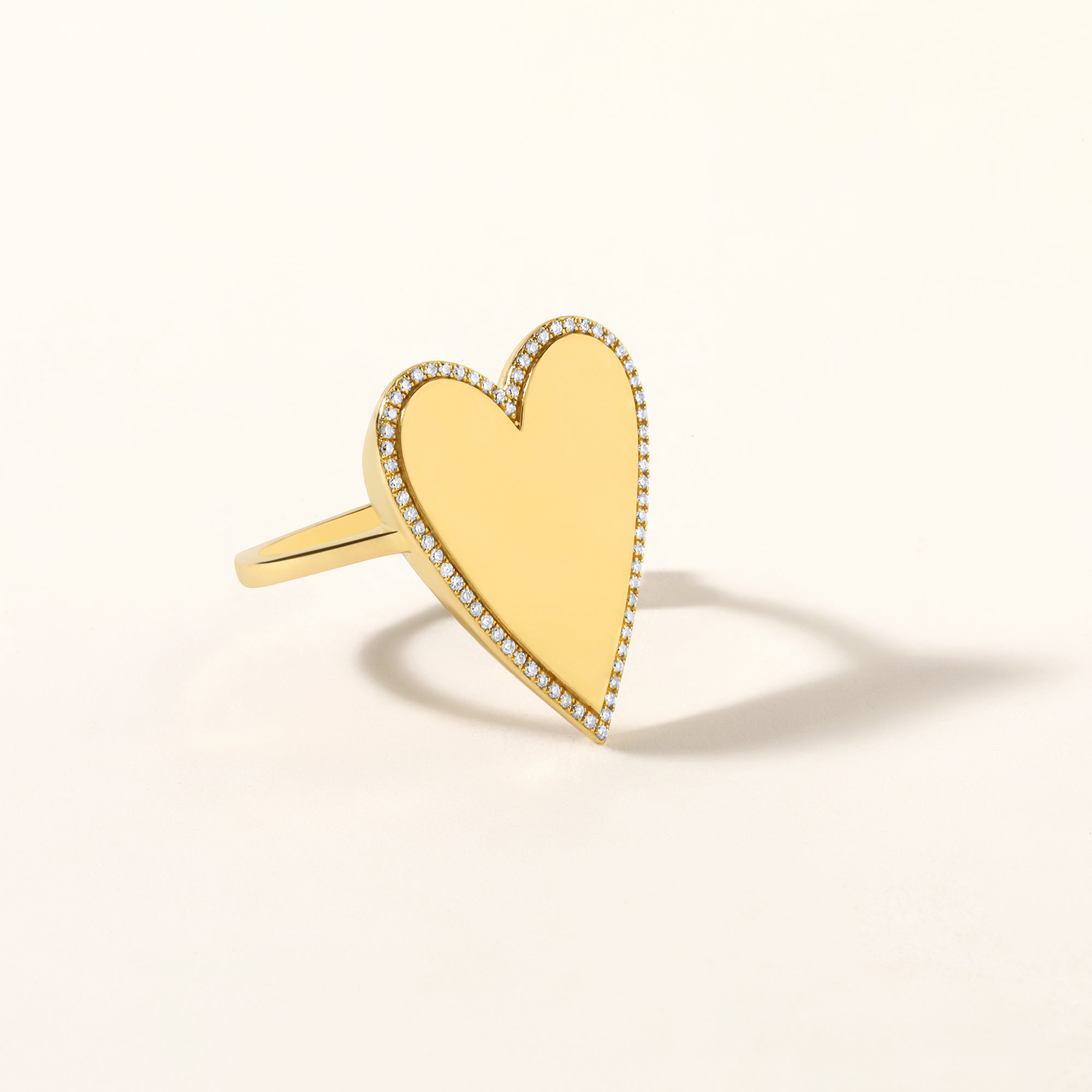 Certified 14K Gold 0.11ct Natural Diamond Halo Heart Love Big Statement Ring