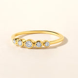 Certified 14K Gold 0.03ct Natural Diamond 5 Stone Bezel Stackable Band Wed Ring