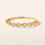 Certified 14K Gold 0.1ct Natural Diamond Crisscross Stackable Infinity Band Ring