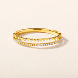 Certified 14K Gold 0.08ct Natural Diamond Double Row Heart Stack Wed Band Ring