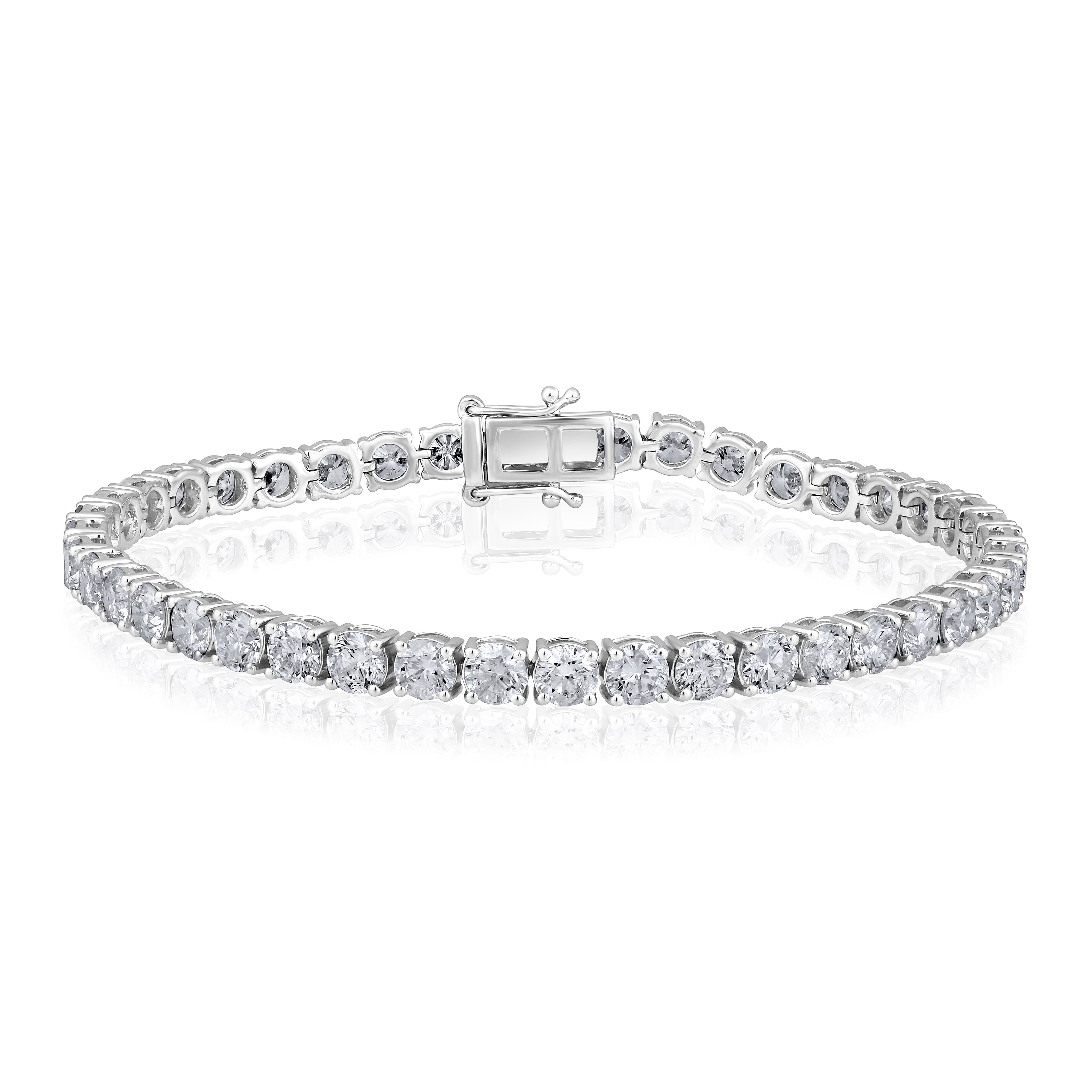 Certified 14K Gold 9.98ct Natural Diamond E-SI 4.05mm 4 Prong Tennis Bracelet