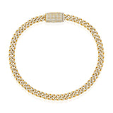 Certified 14K Gold 1.33ct Natural Diamond E-I1 4.3mm Cuban Link Chain Bracelet