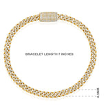 Certified 14K Gold 1.33ct Natural Diamond E-I1 4.3mm Cuban Link Chain Bracelet