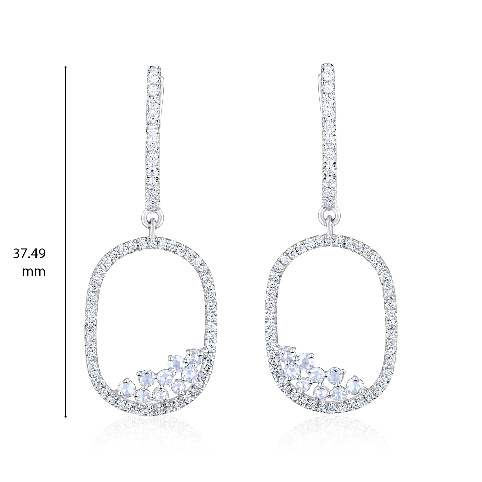 Certified 1.1ct Natural Diamond 14K Gold Designer Oval Charm White Pendant Earrings Set