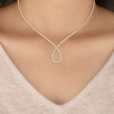 Certified 14K Gold  6.8ct Natural Diamond Tennis Wedding Bridal Twist  Necklace