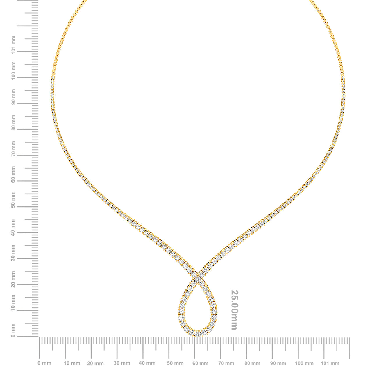 Certified 14K Gold  6.8ct Natural Diamond Tennis Wedding Bridal Twist  Necklace