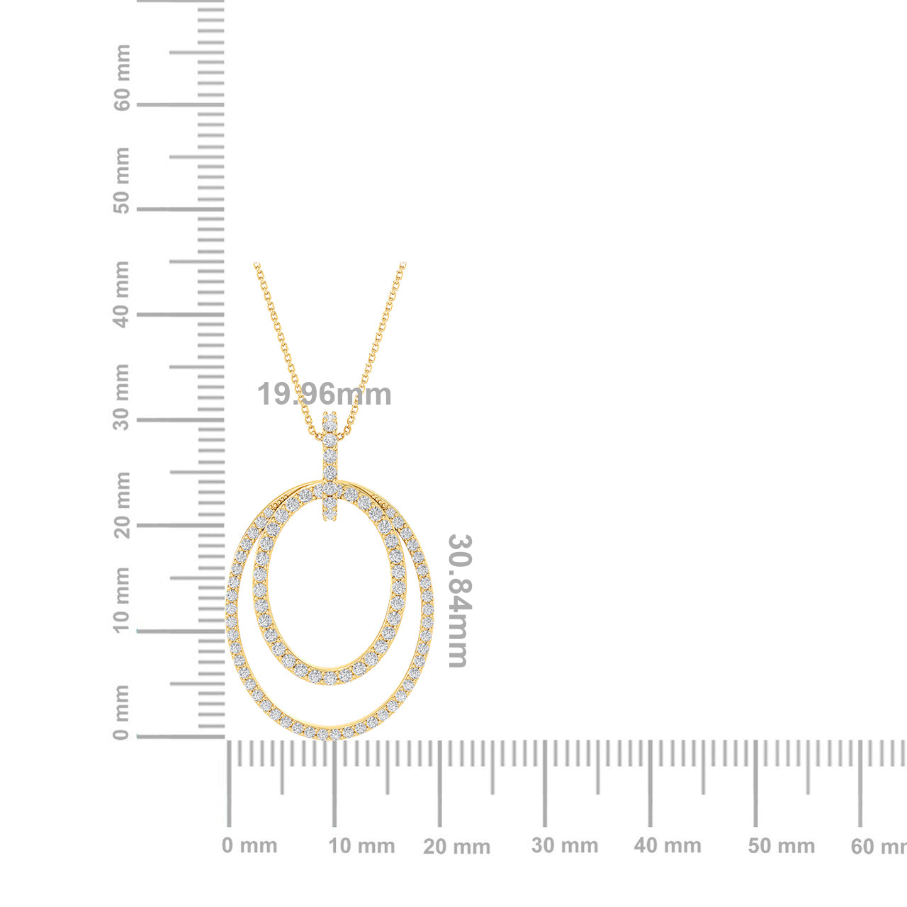 Certified 14K Gold  0.7ct Natural Diamond Entwined Double Circle  Pendant