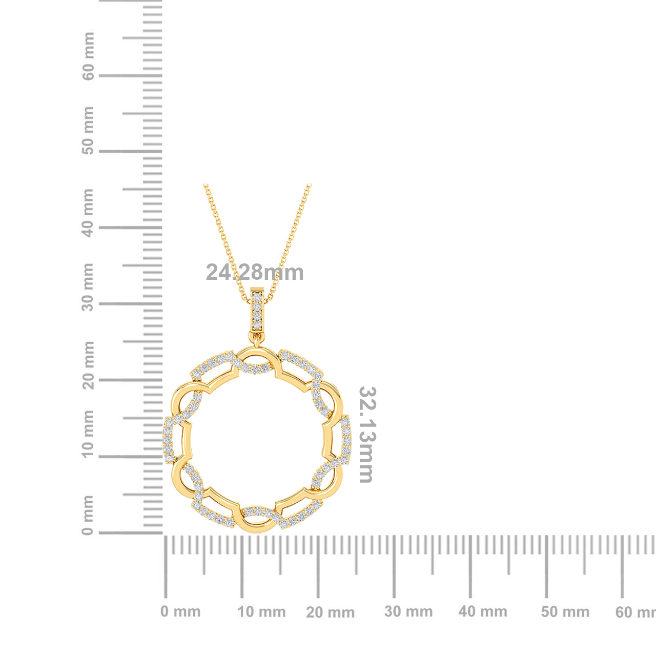 Certified 14K Gold  0.35ct Natural Diamond Small Intertwined Circle Pendant