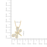 Certified 14K Gold  0.8ct Natural Diamond Dragonfly Butterfly Pendant Necklace