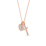 Certified 14K Gold  0.45ct Natural Diamond Cross Circle Halo Necklace