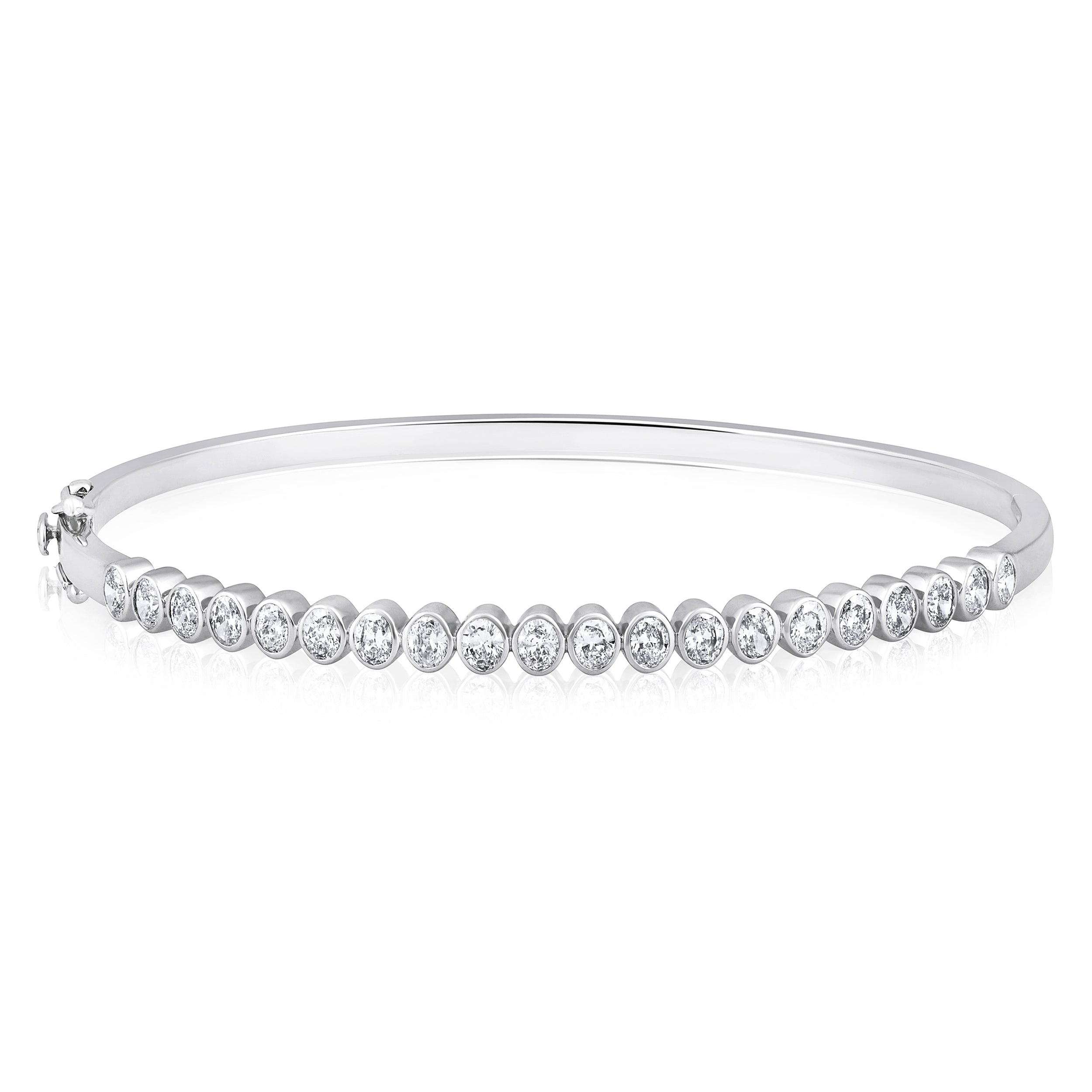 Certified 14K Gold 1.6ct Natural Diamond E-SI Oval Bangle Tennis Bracelet