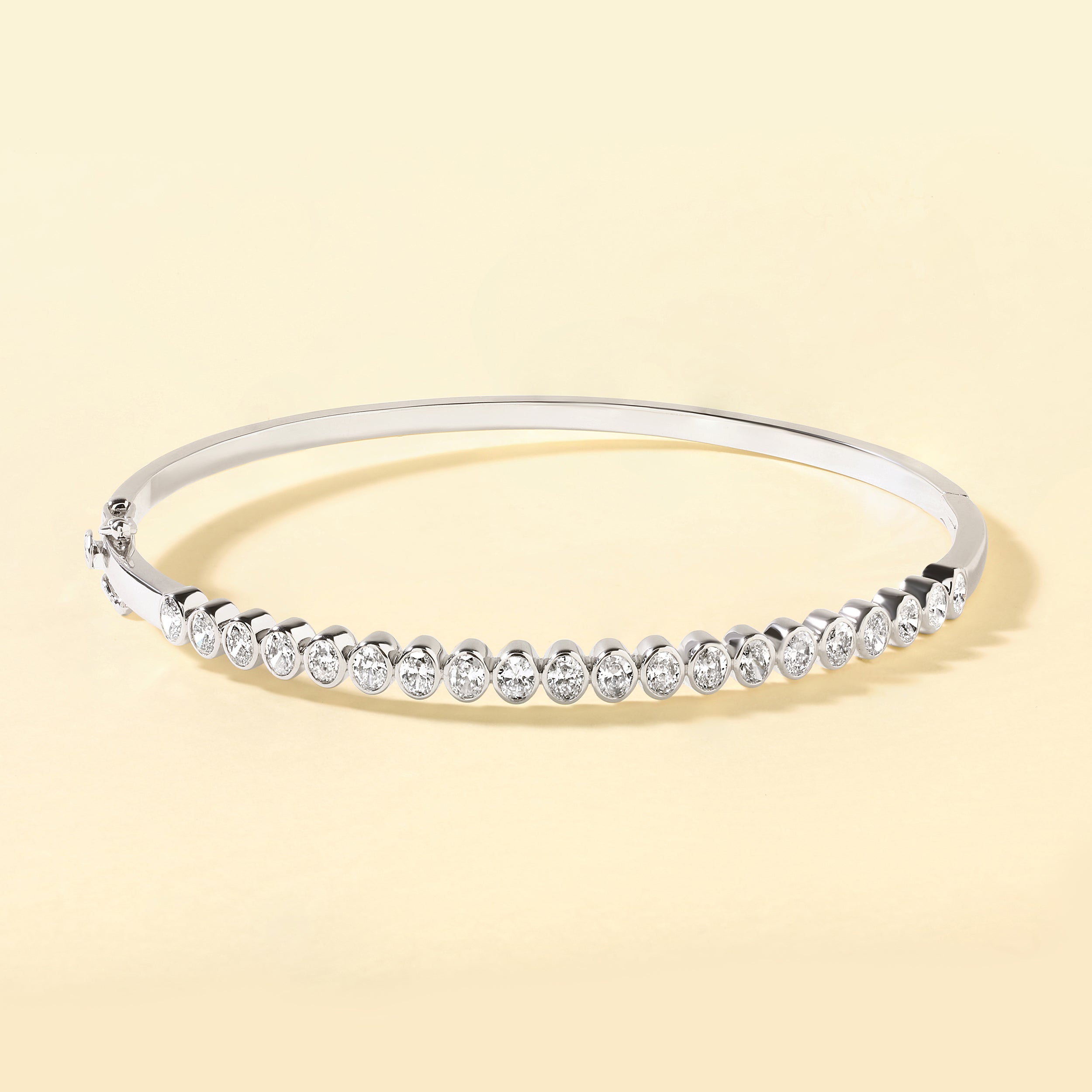 Certified 14K Gold 1.6ct Natural Diamond E-SI Oval Bangle Tennis Bracelet