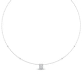 Certified 14K Gold  0.3ct Natural Diamond Princess Baguette Square Station Necklace