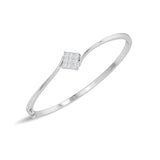 Certified 14K Gold  0.9ct Natural Diamond Princess Rhomb Square Bangle Twist Bracelet