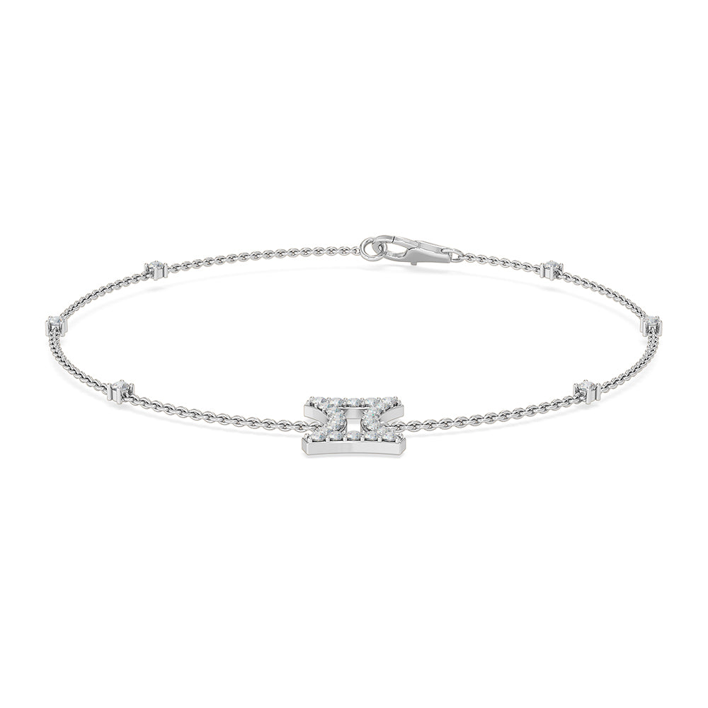 Certified 14K Gold  0.16ct Natural Diamond Zodiac Sign 6 Diamond Personalized Bracelet