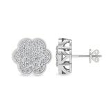 Certified 14K Gold  0.5ct Natural Diamond Diamond Cluster Flower  Earrings