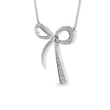 Certified 14K Gold  1.2ct Natural Diamond Mini Bow  Ribbon  Charm Knot Necklace