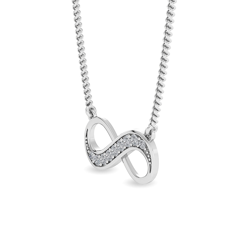 Certified 14K Gold  0.1ct Natural Diamond Accent Infinity Love Irish Little Necklace