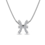 Certified 14K Gold  0.2ct Natural Diamond Pisces Zodiac Studded Mini Necklace