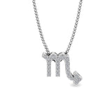 Certified 14K Gold  0.16ct Natural Diamond M Scorpio Zodiac Script Necklace