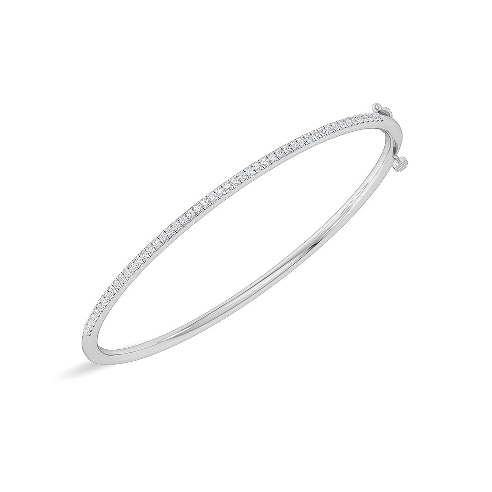 Certified 14K Gold  0.65ct Natural Diamond Tennis Bangle Half-Moon bangle  Bracelet