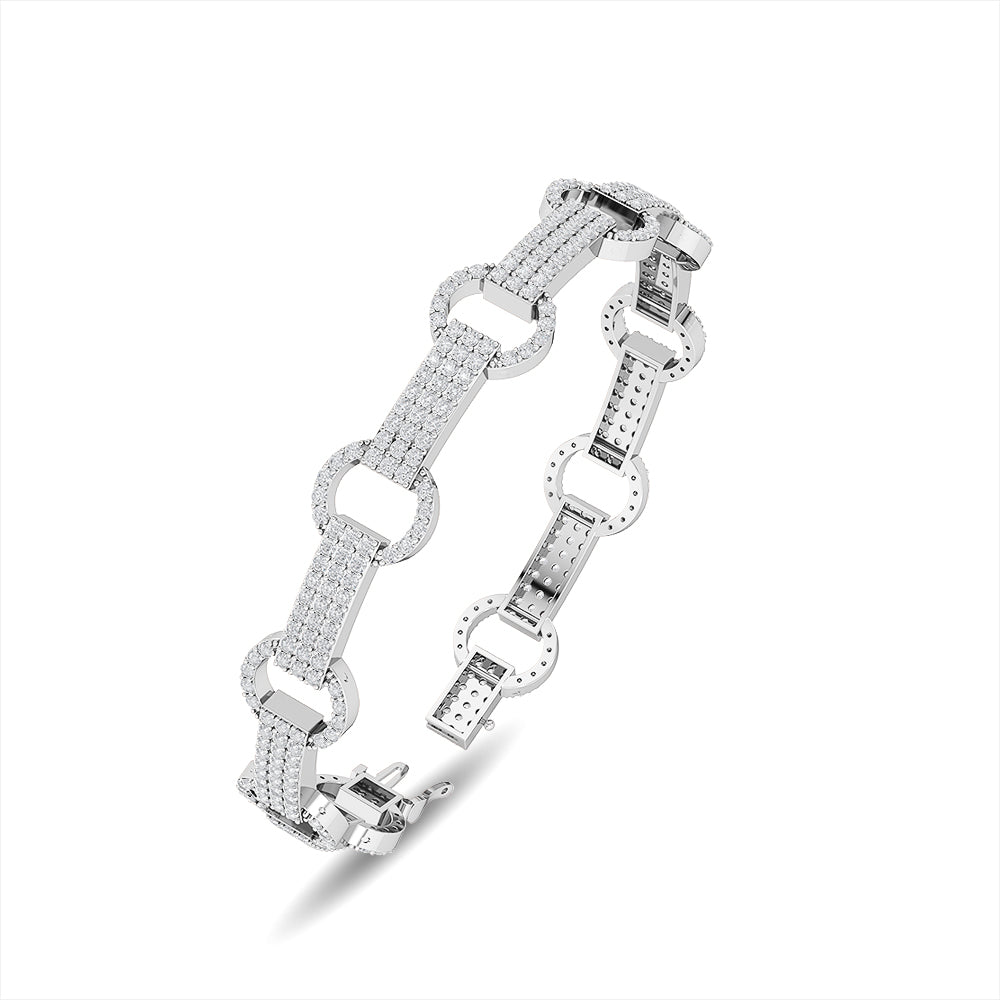 Certified 14K Gold  3.55ct Natural Diamond Chain Pave Link Full Studded  Bracelet