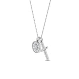 Certified 14K Gold  0.45ct Natural Diamond Cross Circle Halo Necklace