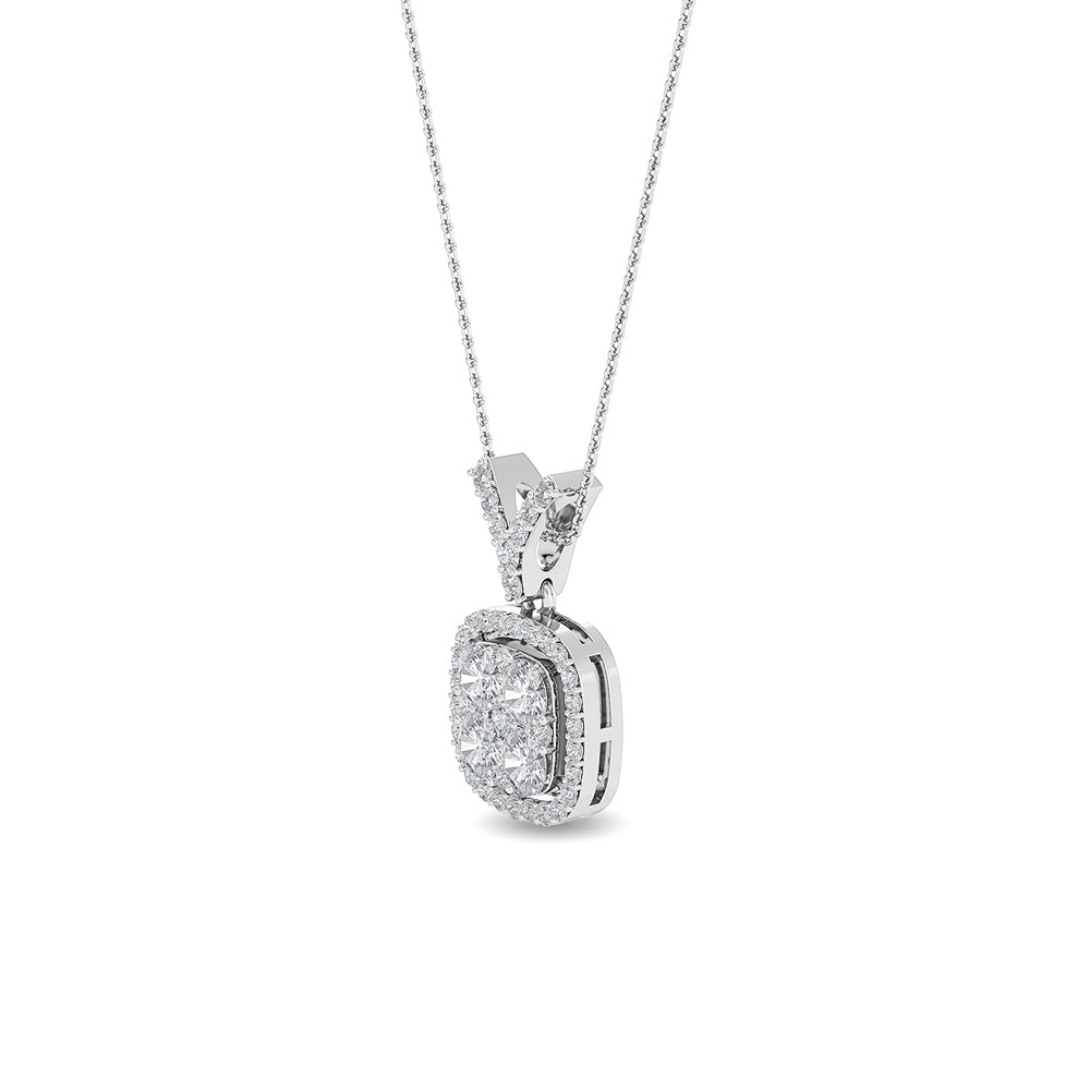 Certified 14K Gold  0.9ct Natural Diamond Cushion Square  Pendant