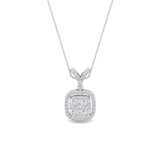 Certified 14K Gold  0.9ct Natural Diamond Cushion Square  Pendant