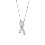 Certified 14K Gold Natural Diamond VS-SI Awareness Support Ribbon White Necklace