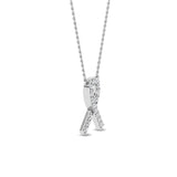 Certified 14K Gold  0.2ct Natural Diamond Hope Breast Awareness Ribbon  Necklace