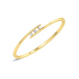 Certified 14K Gold  0.35ct Natural Diamond Baguette-Hinged Bangle Stackable Bracelet