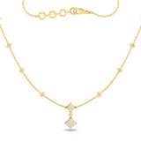 Certified 14K Gold  0.5ct Natural Diamond Sqaureting by Yard Spade  Necklace